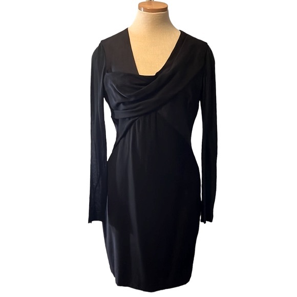 Helmut Lang Draped Pleated Zipper Mini Dress, Black, size 6 - Picture 5 of 12